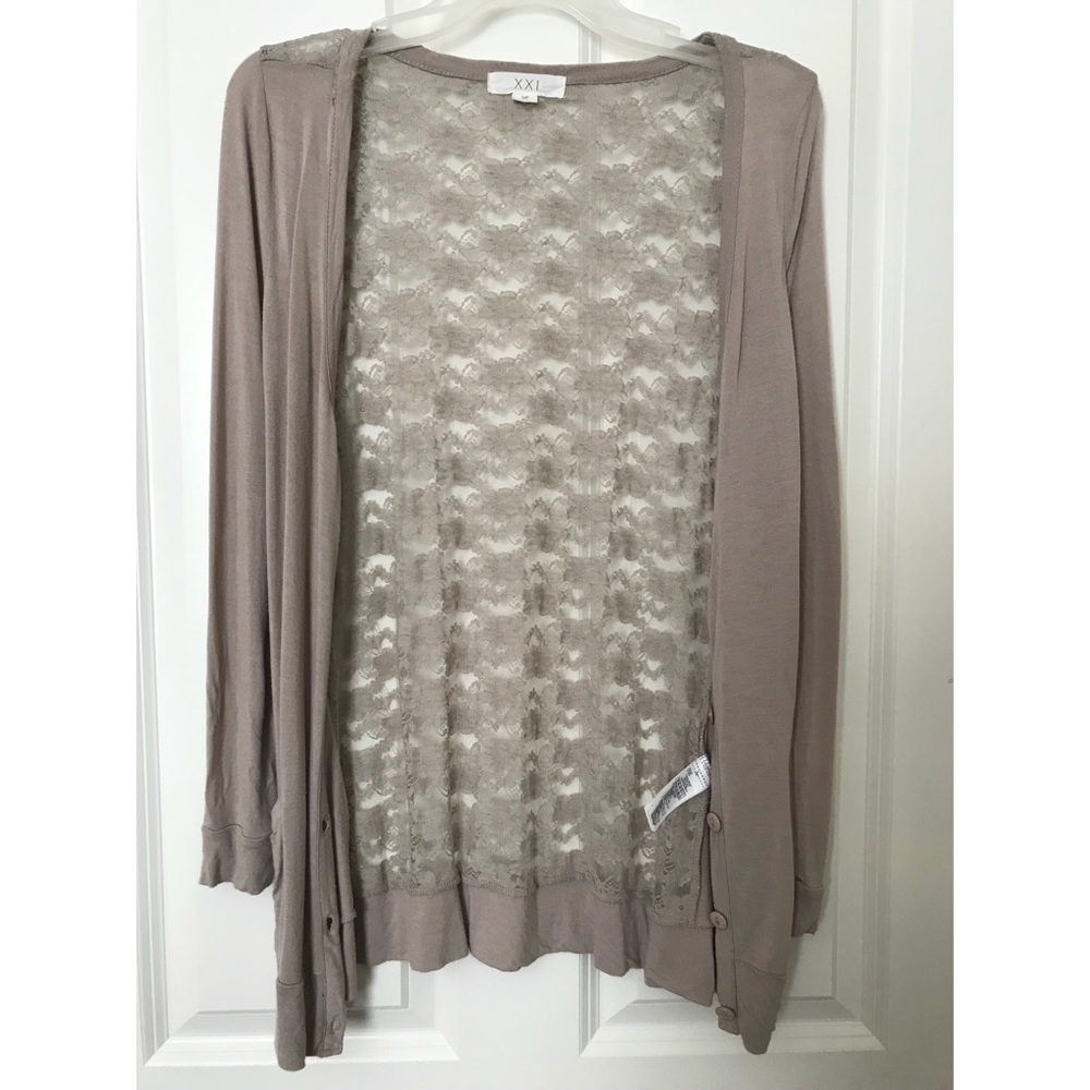 Taupe Lace Cardigan